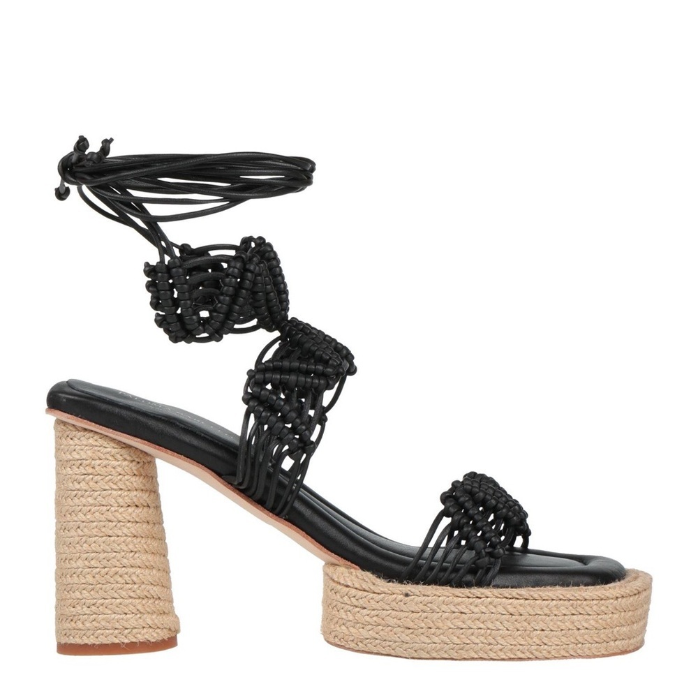 Paloma Barcelo Black Macrame Lace Up Platforms